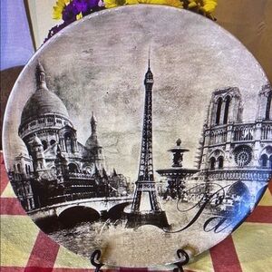 🌟Bella Lux Paris Decorative Plate 15.5" Eiffel Tower Vintage Chic Wall Décor🌟